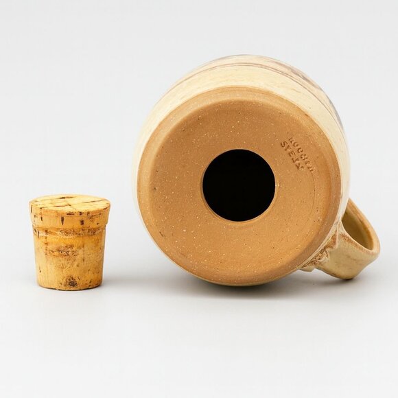 Vintage Becky Eiker Studio Pottery Ceramic Cheese Shaker and Cork Stopper Signed - Picture 6 of 9